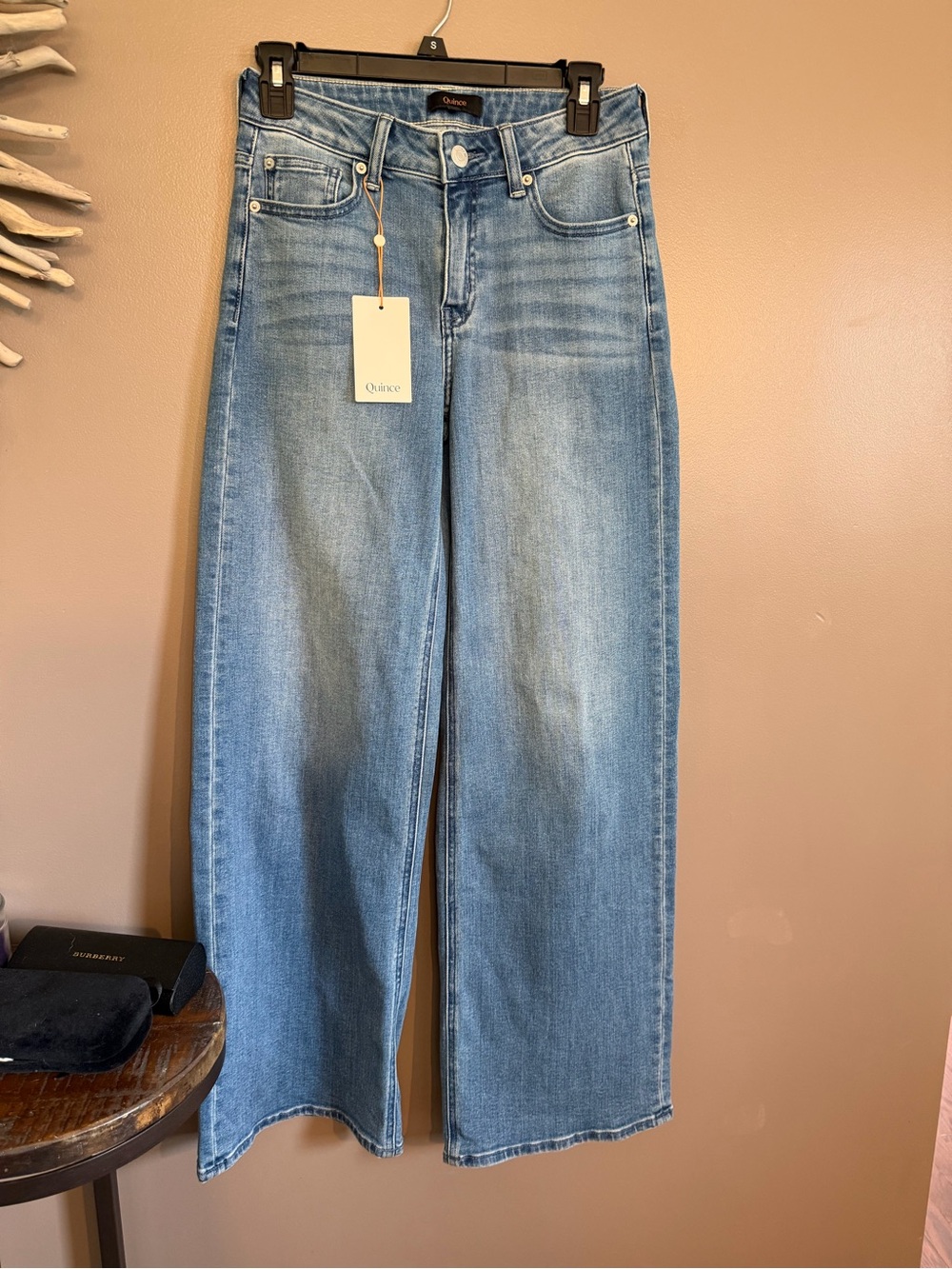Quince Straight Leg Jeans in Light Blue Denim